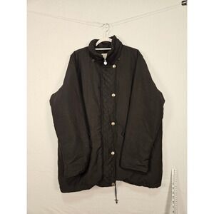 Woman Within Black Down Parka Jacket Plus Size 1X 22/24 Funnel Neck Quilted Flap
